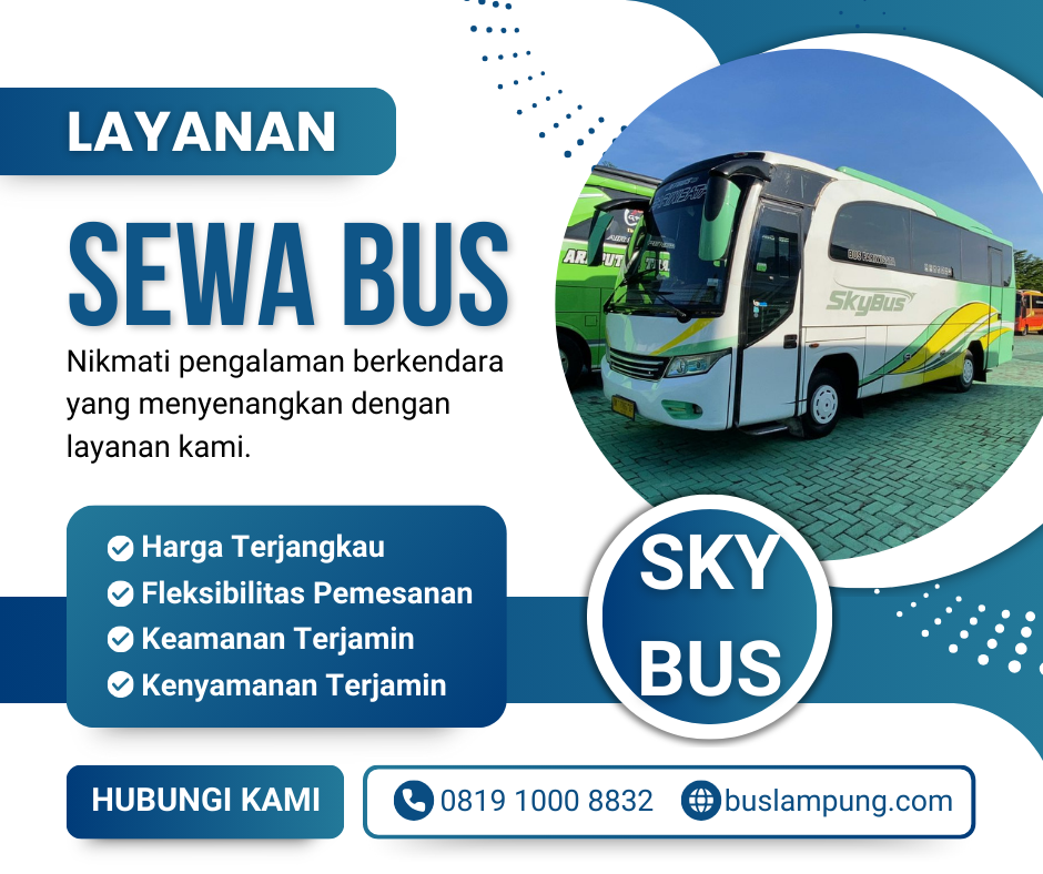 Biru dan Putih Modern Layanan Sewa Bus Kiriman Facebook